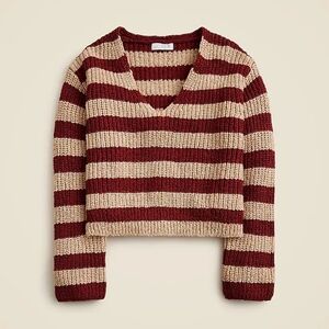 J.Crew Montauk Striped Sweater Beechwood Bordeaux XL NWT